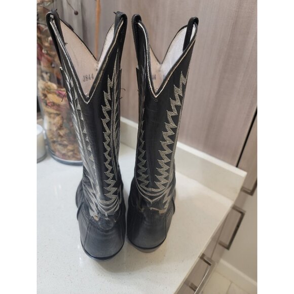 Cowtown USA Cowboy Black Boots Men’s 10.5 D Exotic Western EUC Black - Picture 3 of 10